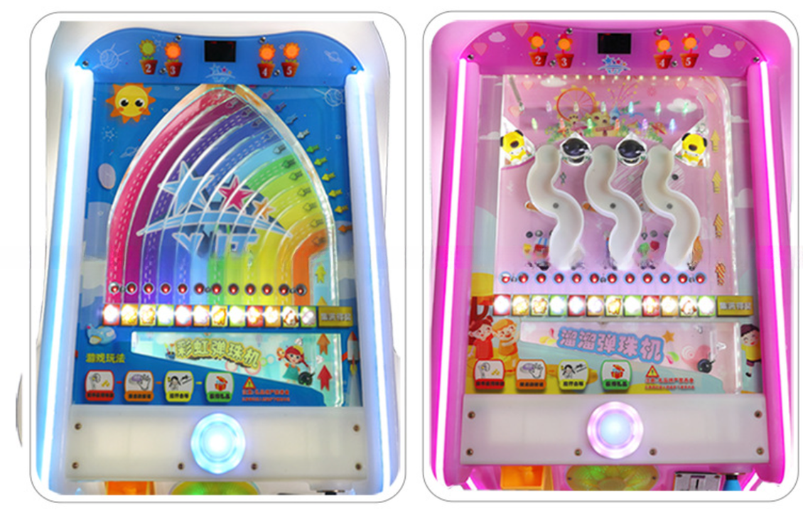 Game machine side view showing dimensions