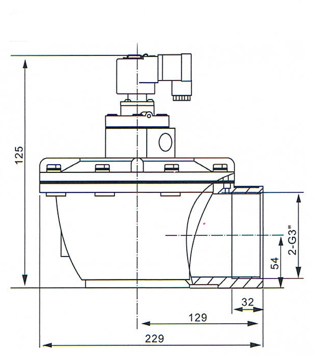 Overall Dimension of CA76T solenoid Pulse Valve: