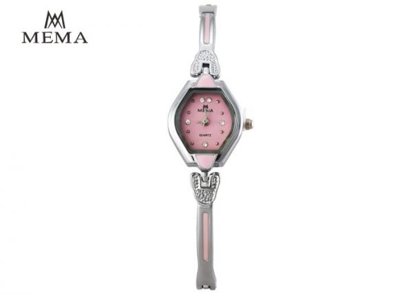 Cheap Korean Style Ladies Silver Bangle Watch , Pink Dial Women'S Dress Watches for sale