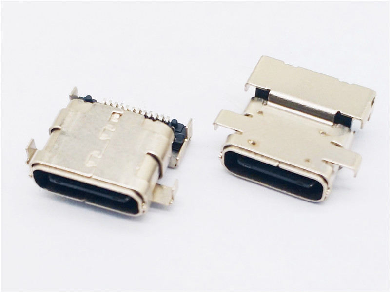 24 Pin USB3.1 Type-C Connector Receptacle (Offset)， HULYN