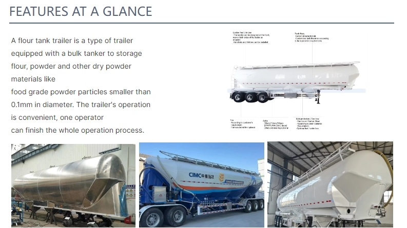 Latest Design Of Food Grade High-strength Flour Bulk Flour Tank Trailer