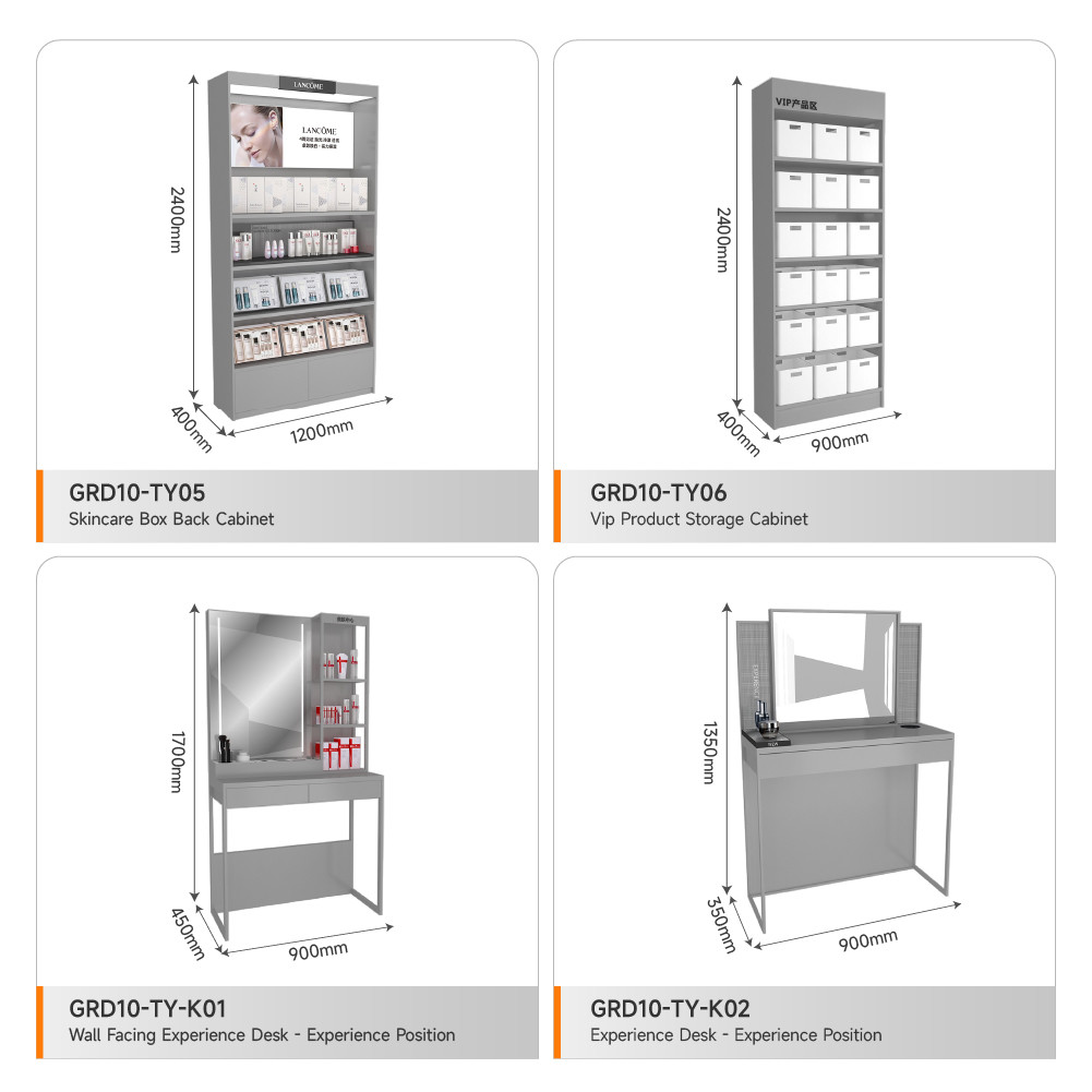 Retail Display Rack Grey Wooden Experience Table For Space-Saving Store Display And Smart Store Rack