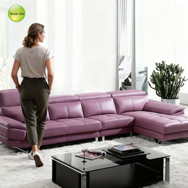 Purple Leather Angled L Shaped Sectional Sofa 80 X 80 8 Piece Reversible