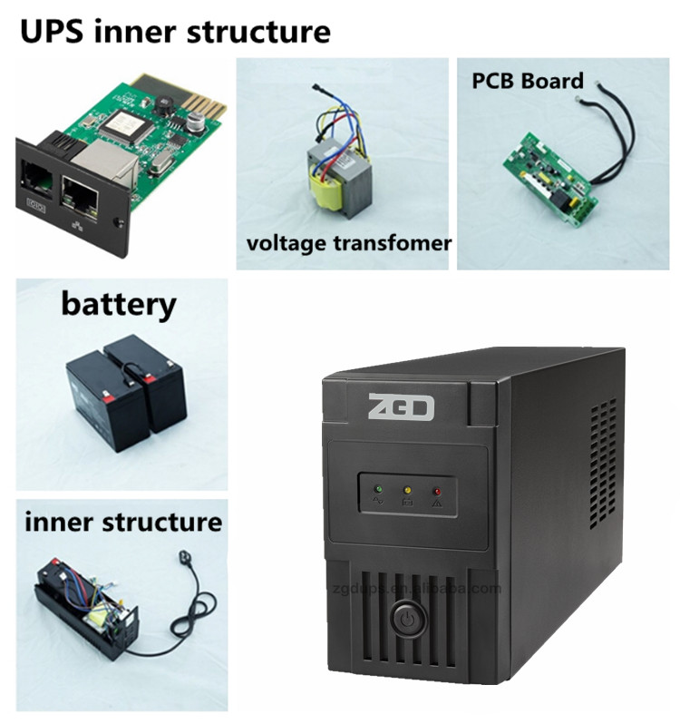 Portable Mini Home 220vDc 480W 800VA Line Interactive Ups With Battery