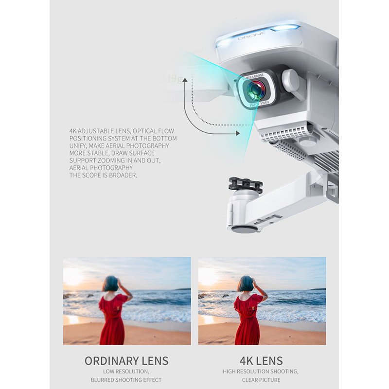 4K GPS Wifi 1080P 100m Adjustable Angle RC Camera Drone