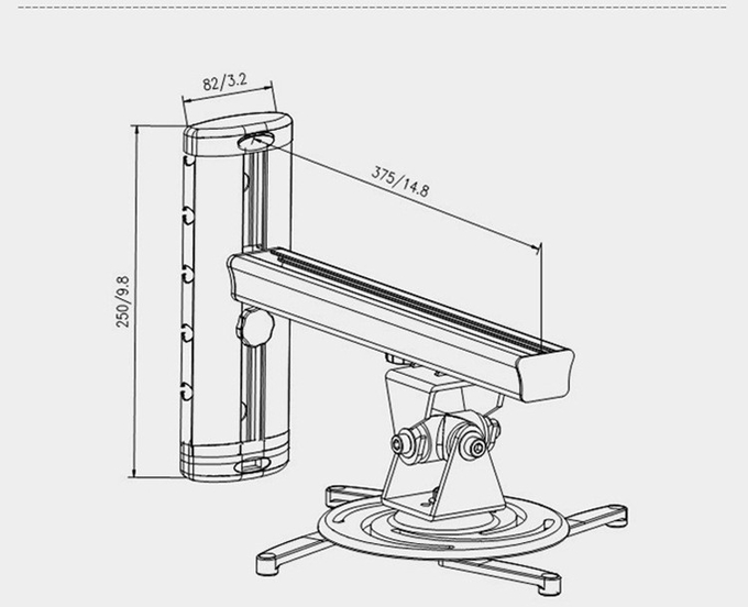 Wall Distance 375mm Projector Ceiling Mount Bracket 360 Adjustable