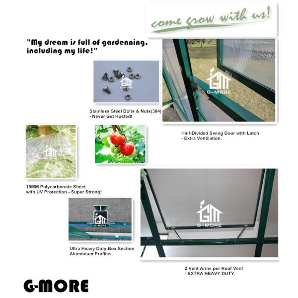Aluminum Greenhouse-Titan series-406X306X243CM-Green/Black Color-10mm thick PC
