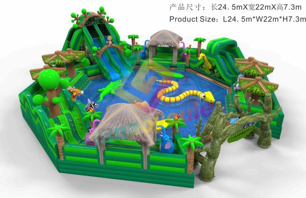 Commercial Outdoor Water Inflatable Park , Customized Water Slide Inflatable