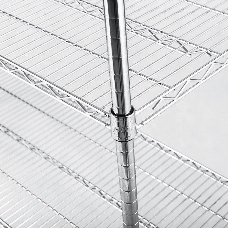 1800mm 4 Layers Storage Wire Shelves 500kg Chrome 18 X 36 Metal Shelving Iso9001