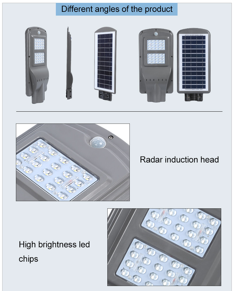 2000-2200lm Luminous Flux Solar LED Street Lights 20W Ra>85 Outdoor