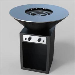 Quality New Design Black Painted Metal Natural Gas Fire Pit With BBQ Grill For Backyard wholesale