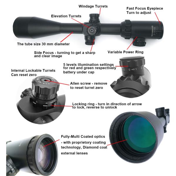 Long Range 3-30x56 Second Focal Plane Riflescopes Gun Sight Compact Hunting Scope