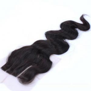 China Natural color 4x4 top virgin brazilian body wave lace closures, brazilian hair closure hair on sale