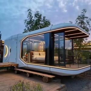 China Space Capsule House with Electric Curtain and Class B Fireproof Material on sale