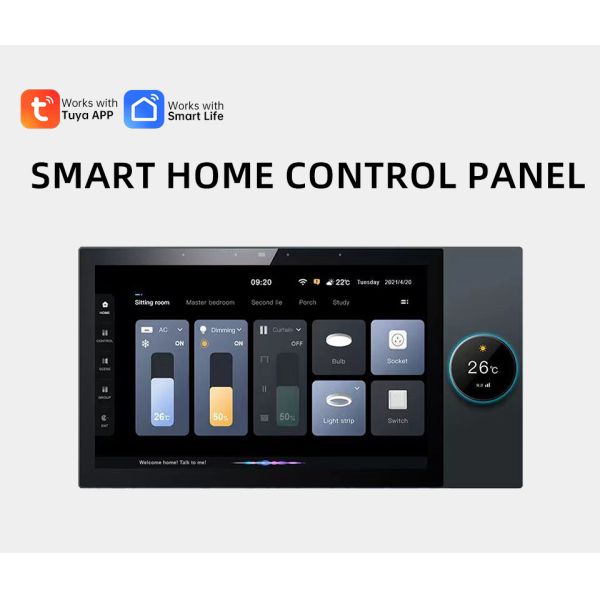 SIXWGH Luxury Upgrade 10-inch Smart Home Control Panel Tuya WiFi Zigbee Gateway App Voice Background Music Multi-Scenario Bar