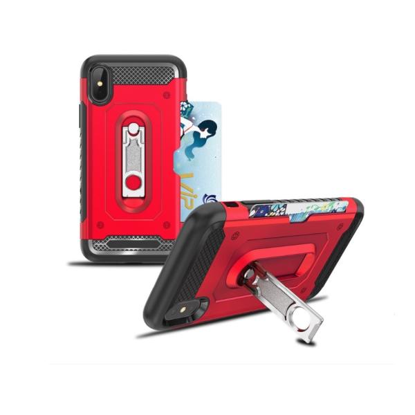 2 in 1 PC+TPU Color Red Black Kickstand Armor Case Back Cover For IphoneXS IphoneXR IphoneXS MAX Iphone8 Iphone8 Plus