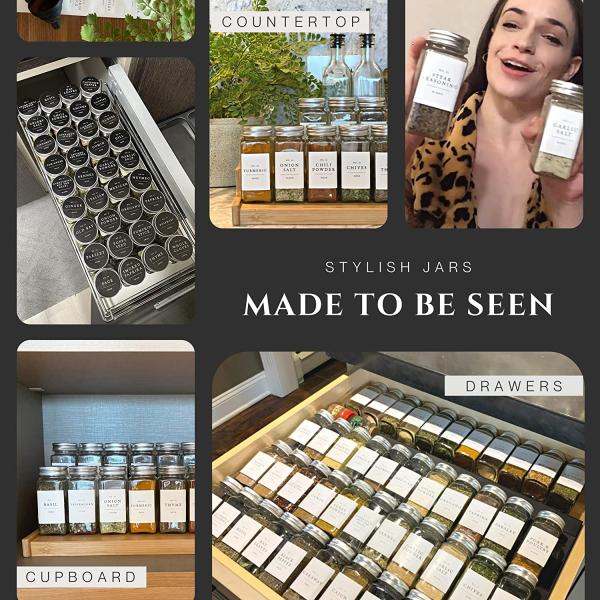 Glass Salt and Pepper Shaker Container 4OZ Glass Spice Jar Containers With Labels