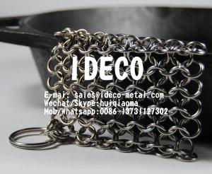 Quality Chainmail Scrubbers, Chain Mail Small Ring Cast Iron Cleaner, Dutch Ovens Waffle Iron Pans Ring Mesh Scraper wholesale