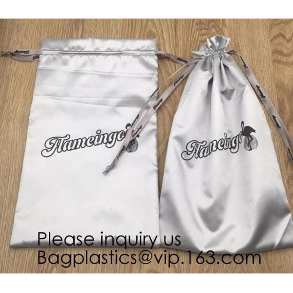 Black Satin Hair Drawstring Bag With Tassels,Pink Satin Hair Dust Bag Cotton Drawstring Makeup Pouch, bagease package