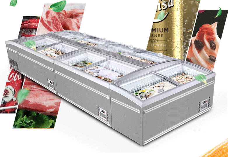 2.5m Gray Color Commercial Display Freezer With Tempered Glass 1040L Capacity