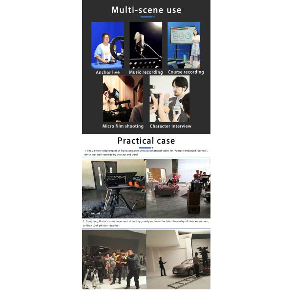 Teleprompting and Shooting Professional Studio Teleprompter with Self-check Mirror Screen