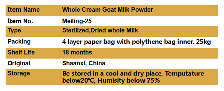 Full Cream Fat Filled Dry Fresh Taste Goat Milk Powder