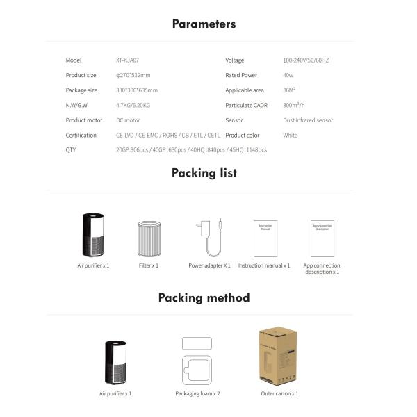 TUYA Wifi Touch Pet Air Purifier Clean Indoor Air Quality In Pet Industry