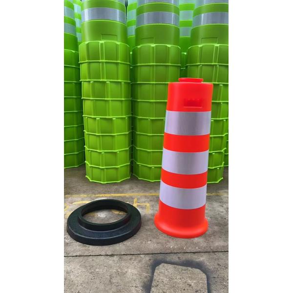Traffic road orange barrier Uruguay Safety Warning Reflective with flashing yellow light Drum Barrel