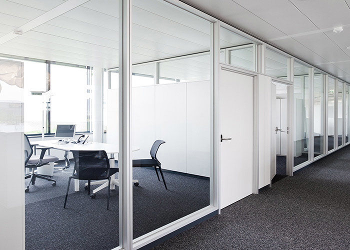 90mm Thickness Aluminum Frame 5+5mm Double Glass Swing Door Hardware No Pollution Glass Partition Wall