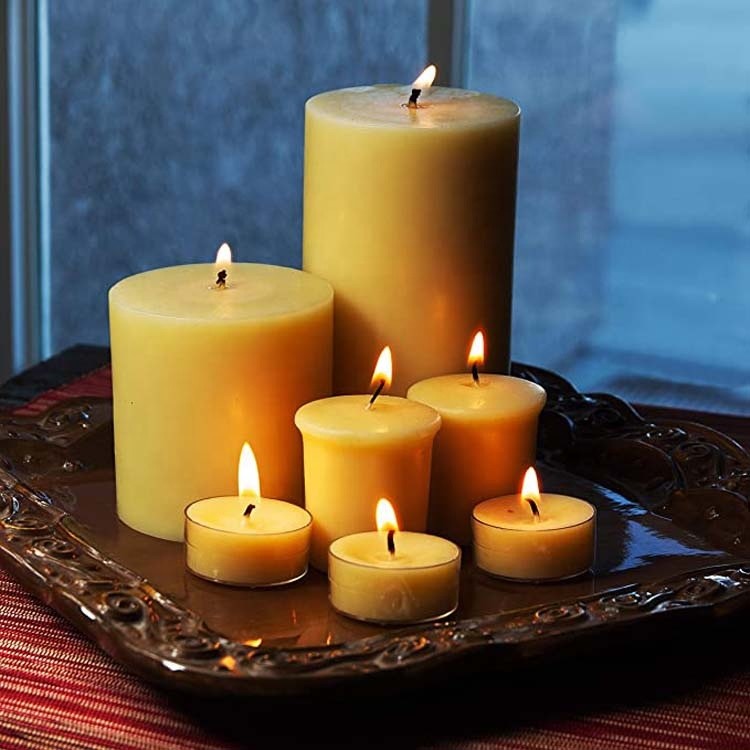 Colorful Scented White Religious Beeswax Pillar Candles Gift Decorative D3.6CM