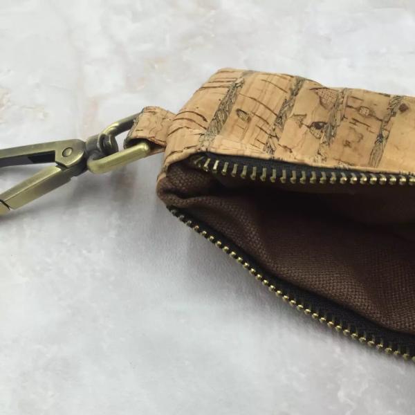 2017 Hot Sale Colored/ Natural Cork Coin Pouches with Brass Zipper