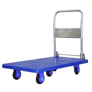 China Warehouse Handling Plastic Folding Trolley Four Wheel Flatbed Pull Cargo on sale