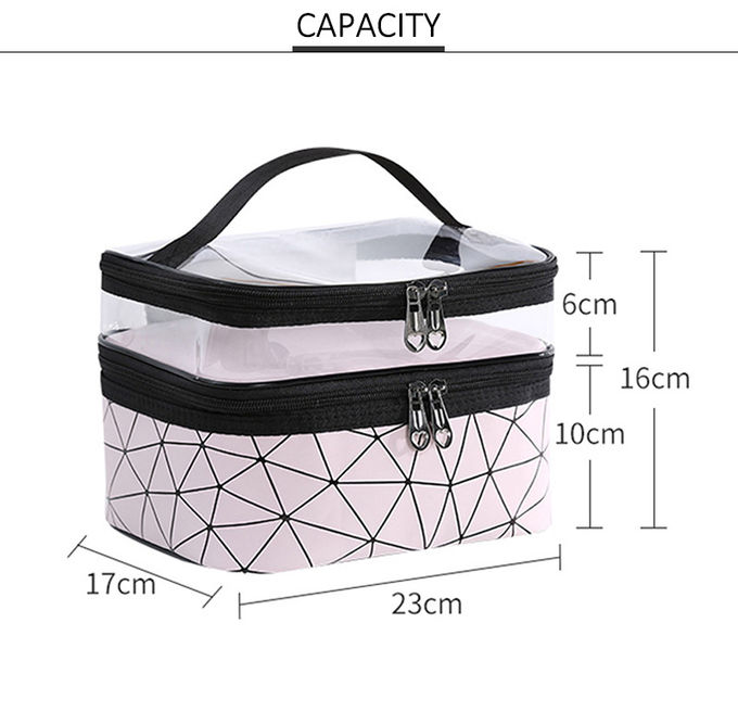 Double Layer Makeup Bag Case With Adjustable Dividers