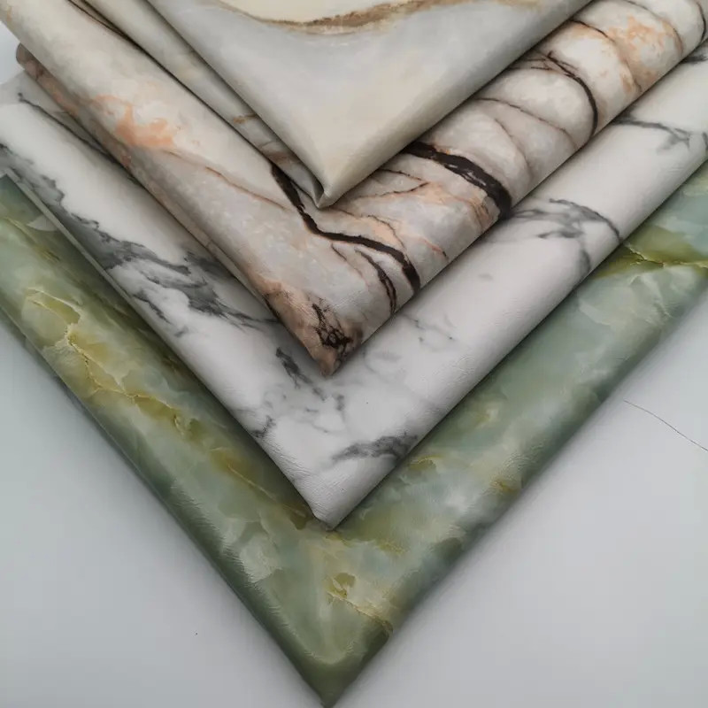 0.7mm Waterproof PU Synthetic Leather Faux Matte Marble Pattern