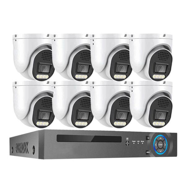 Metal Turret Dome 8 Channels Indoor Face Detection IP66 H.265 4K 8MP Wired POE IP Network Security Home CCTV Camera System