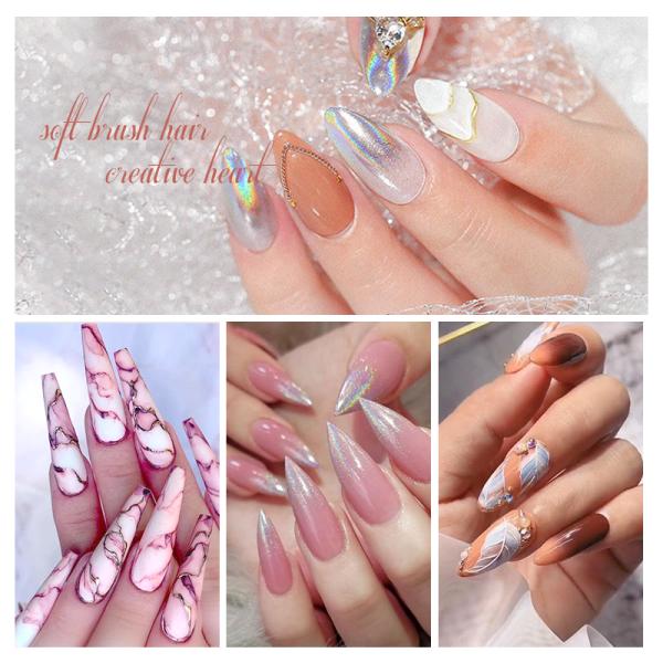 Metal Handle Triangle Nail Gel Paint Brush 12pcs Set Nail Polish Brush