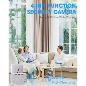 Miniature Wall Outlet Hidden Camera Wifi Charger Hidden Camera White