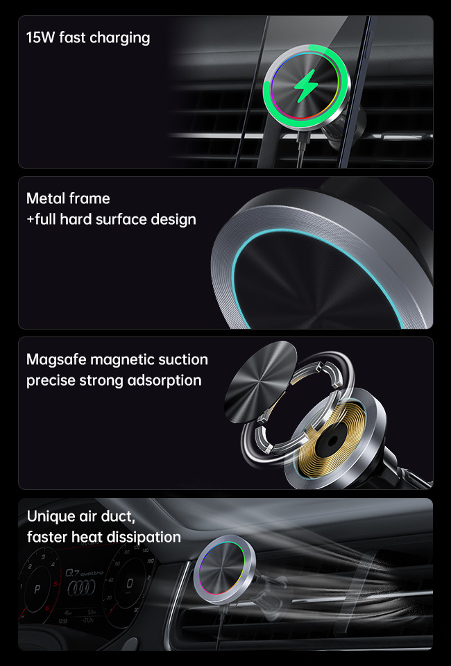 Adjustable Magnetic Car Mount RGB Light Effect Magnetic Cell Phone Holder