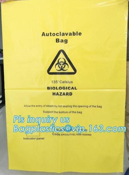 Yellow infectious medical waste disposal plastic bag Biohazard garbage bags,