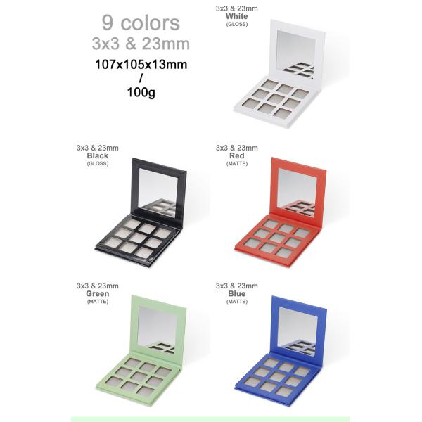 Cosmetic 23mm 9 Pan Empty Eyeshadow Palette Glossy Matte Lamination