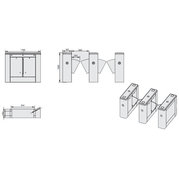 ID Card High Capability Dual Way Stainless Retractable Flap Barrier for Bus Station RS485