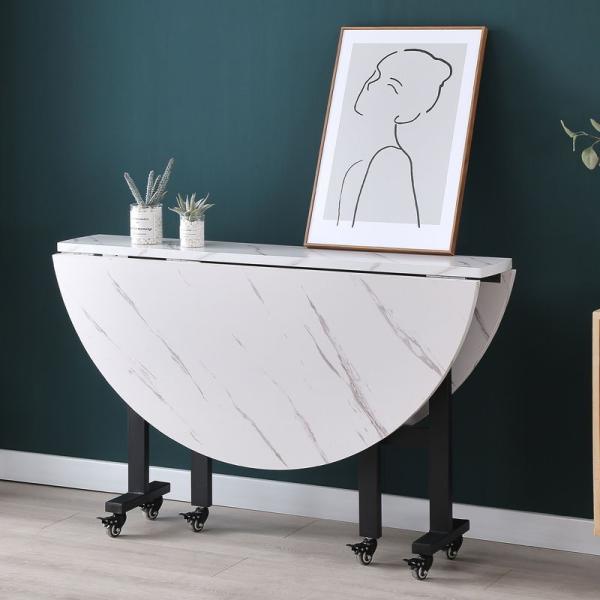 Modern Design Style Dining Table Luxury Nordic Round Drop Leaf Party Platform with Wheels