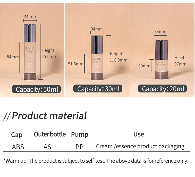20ml 30ml 50ml Airless Spray Pump Bottle Matte Transparent Serum Bottle With Screw Cap