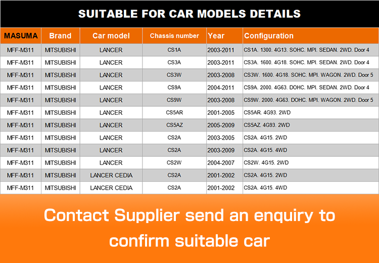 2001-2006 Mitsubishi Lancer Cedia MR552781 Fuel Filter Assembly MFF-M311 Spare Parts