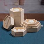 Hexagonal Wooden Cooking Utensils Xiaolongbao Dim Sum Steamer Basket
