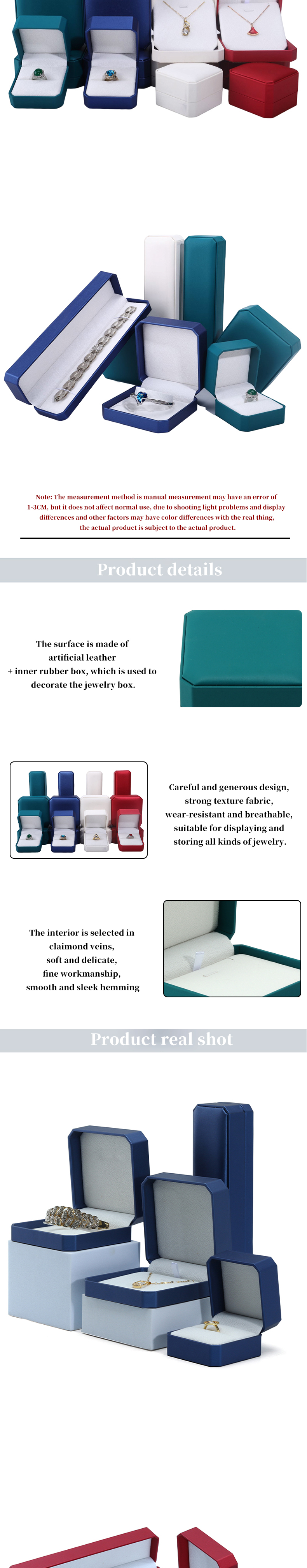 Square Leather Jewelry Box for Custom Packaging of Earrings Bracelet Necklace Ring