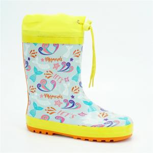 China Anti Slip Flexible Light 35EU Kids Yellow Rain Boots With Adjustable Strap on sale