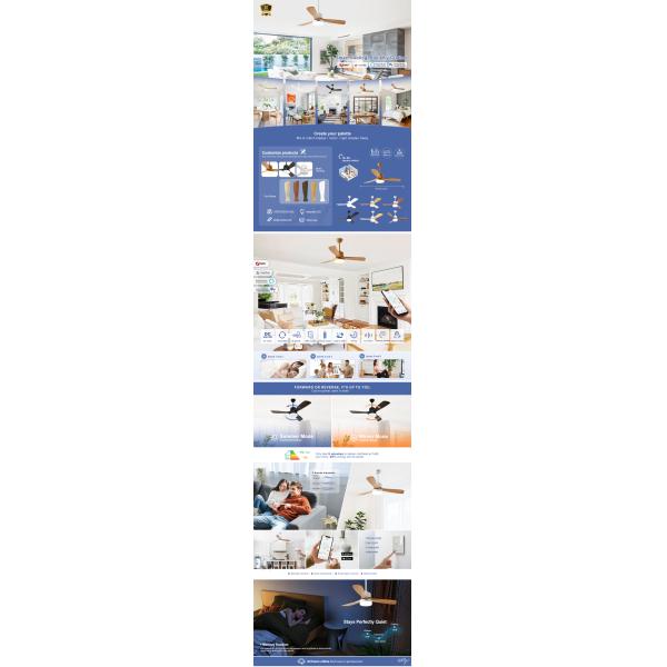 Dimmable LED Solid Wood Ceiling Fan With Light 3 Speed Choice