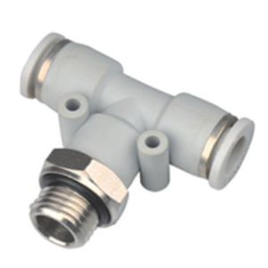 PB - G Branch Tee two Touches connector G thread with O ring Tube Fittings Gray