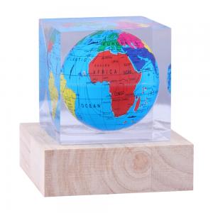 China Polygonal Cylindrical Plexiglass Crystal Globe Paperweight , Clear Resin Paperweight on sale